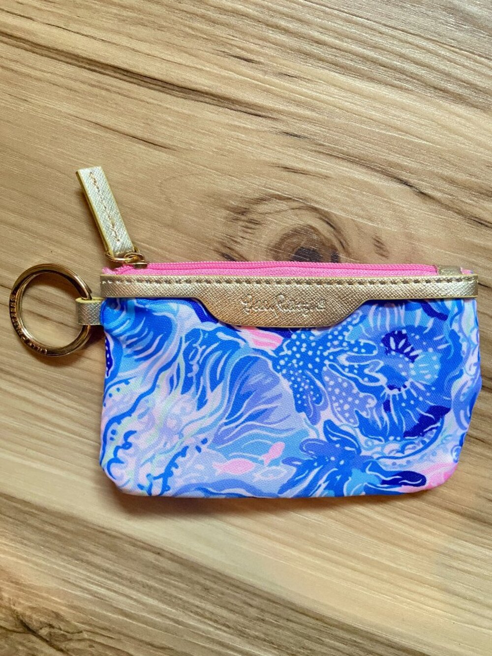 Lilly Pulitzer ID Mini Wallet & Key Ring Multicolor Tropical Case NWOT